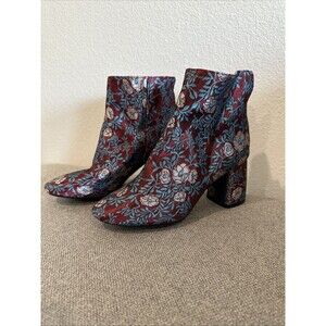 Gianni Bini Women Ankle Boots 5.5M Shoes Fabric Floral Boho Blue Red New
